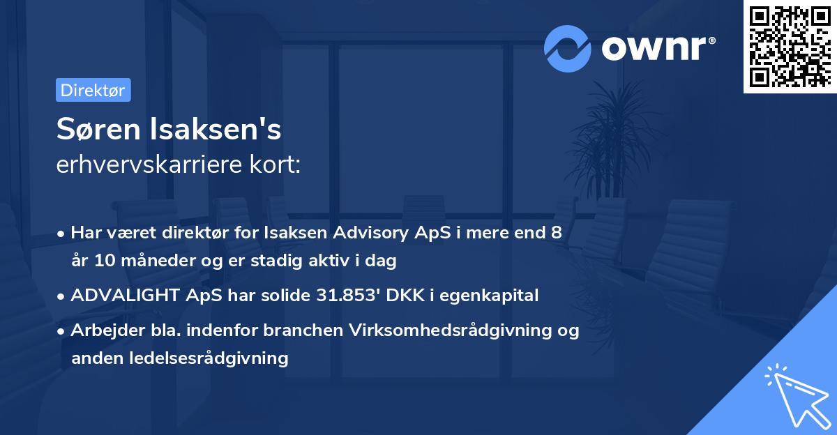 Søren Isaksen's erhvervskarriere kort