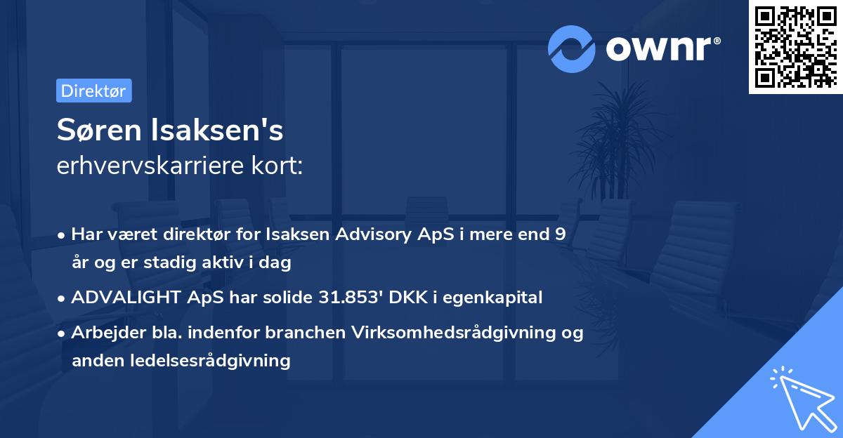 Søren Isaksen's erhvervskarriere kort