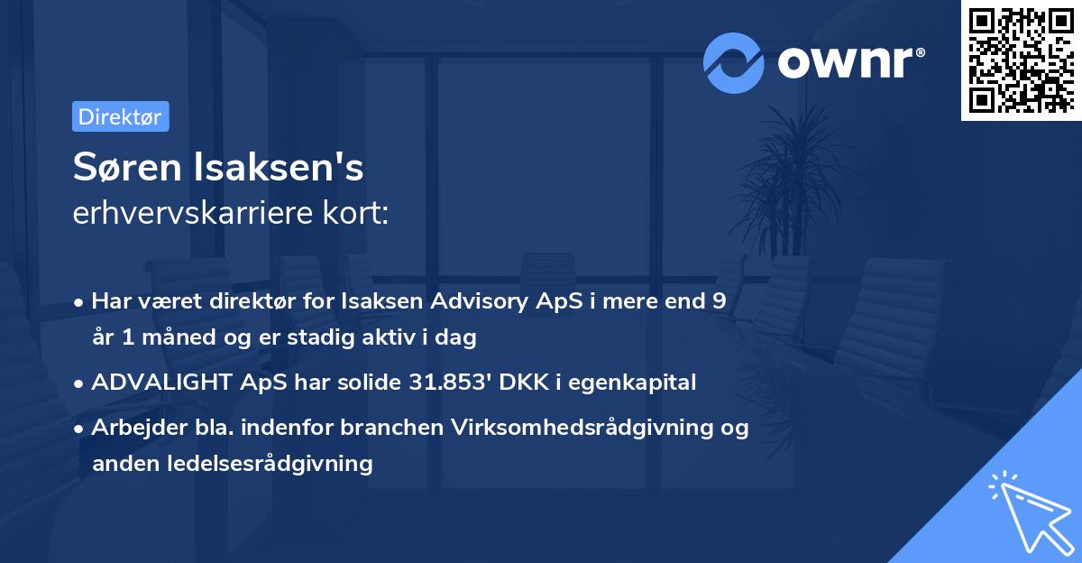 Søren Isaksen's erhvervskarriere kort