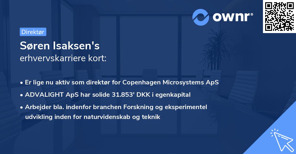 Søren Isaksen's erhvervskarriere kort
