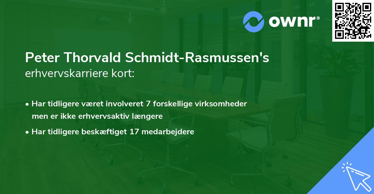 Peter Thorvald Schmidt-Rasmussen's erhvervskarriere kort