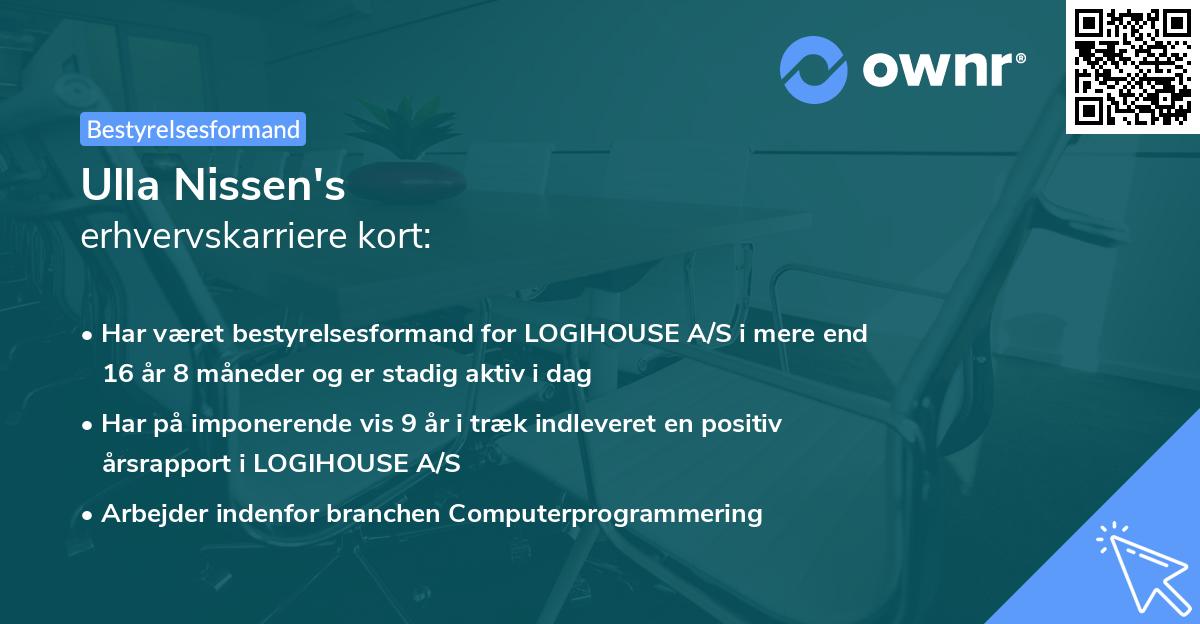 Ulla Nissen's erhvervskarriere kort