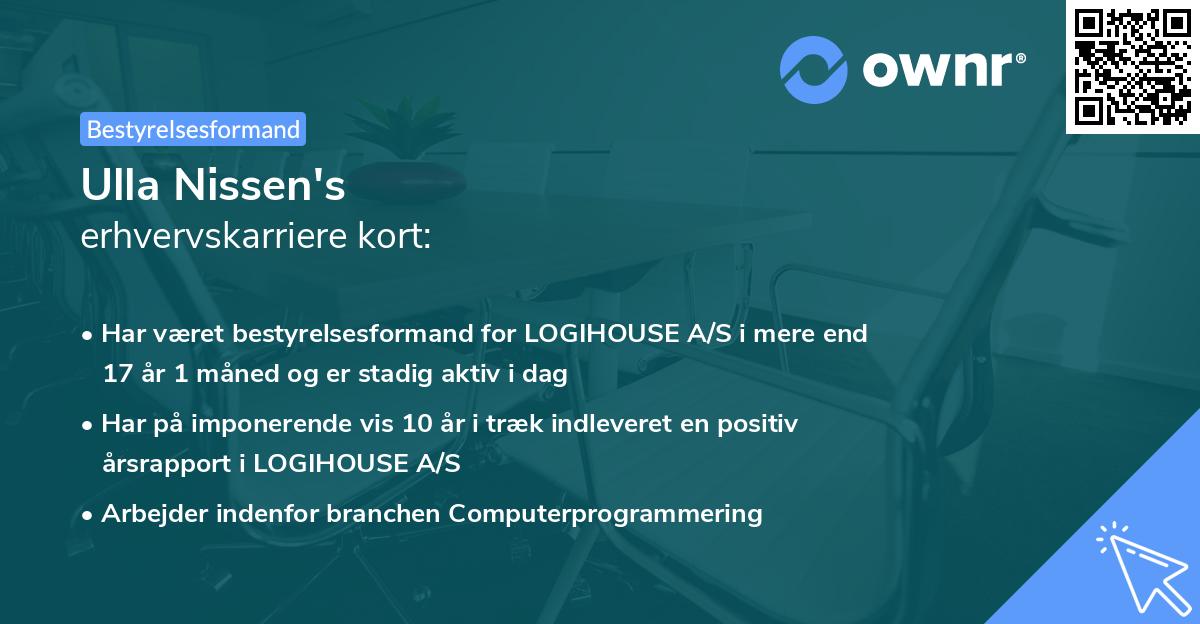 Ulla Nissen's erhvervskarriere kort