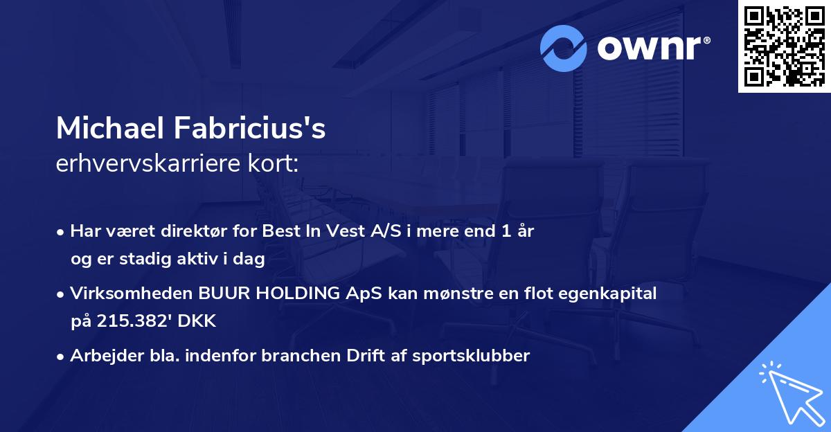 Michael Fabricius's erhvervskarriere kort