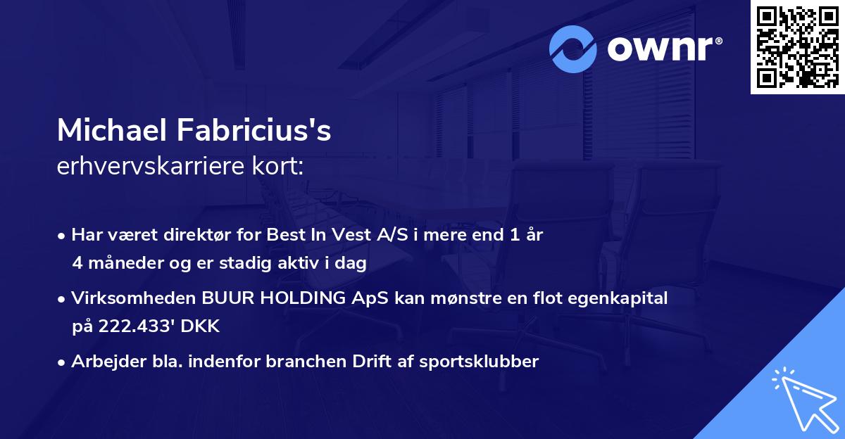 Michael Fabricius's erhvervskarriere kort