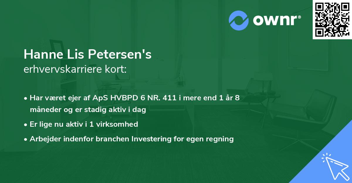 Hanne Lis Petersen's erhvervskarriere kort