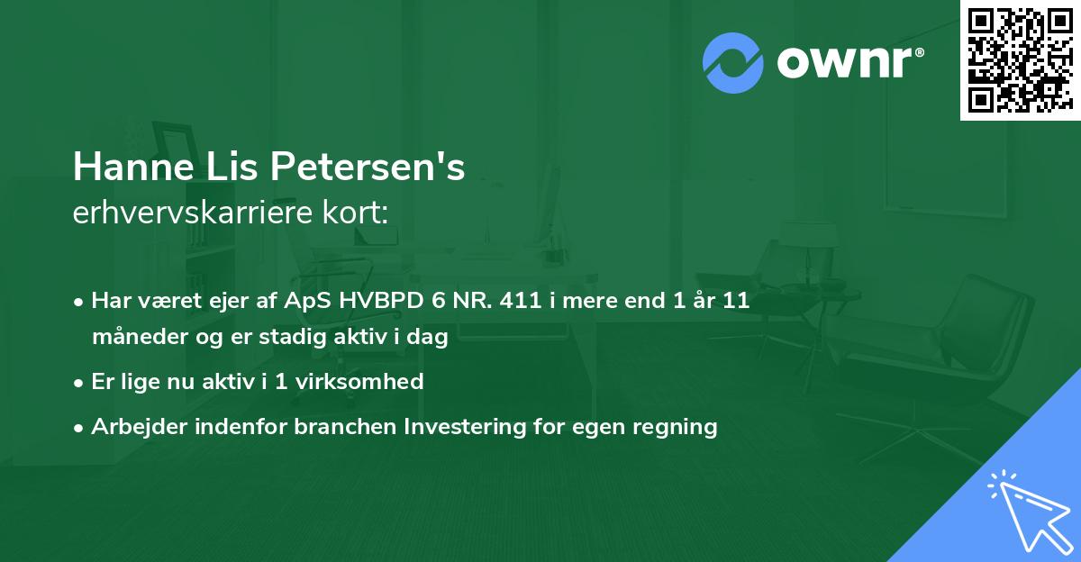 Hanne Lis Petersen's erhvervskarriere kort