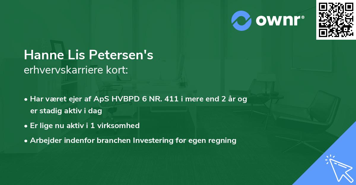 Hanne Lis Petersen's erhvervskarriere kort