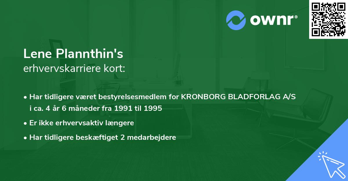 Lene Plannthin's erhvervskarriere kort