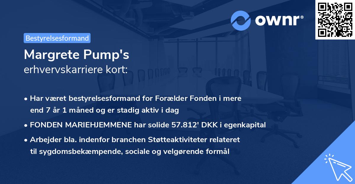 Margrete Pump's erhvervskarriere kort