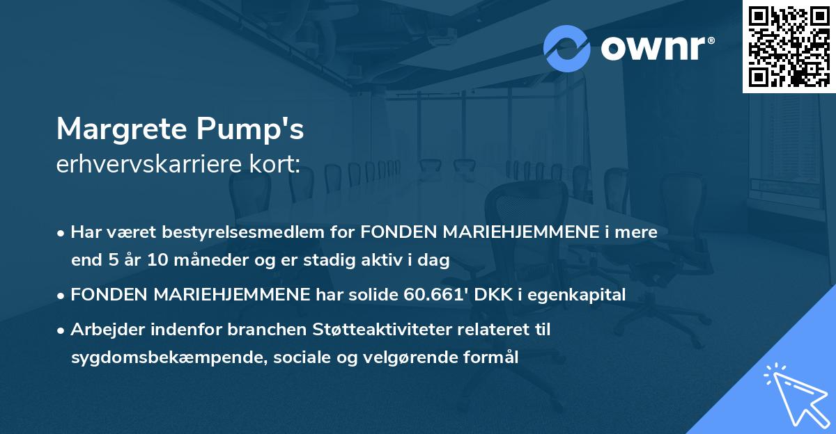 Margrete Pump's erhvervskarriere kort