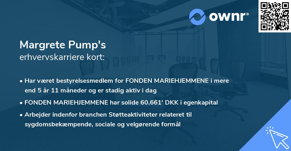 Margrete Pump's erhvervskarriere kort