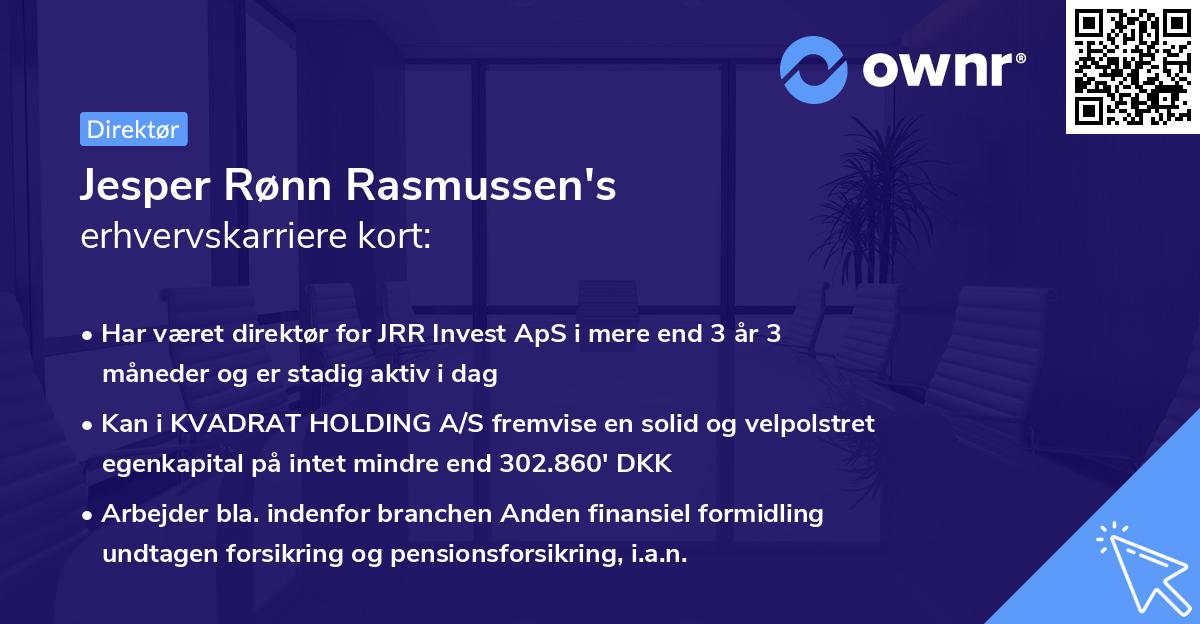 Jesper Rønn Rasmussen's erhvervskarriere kort