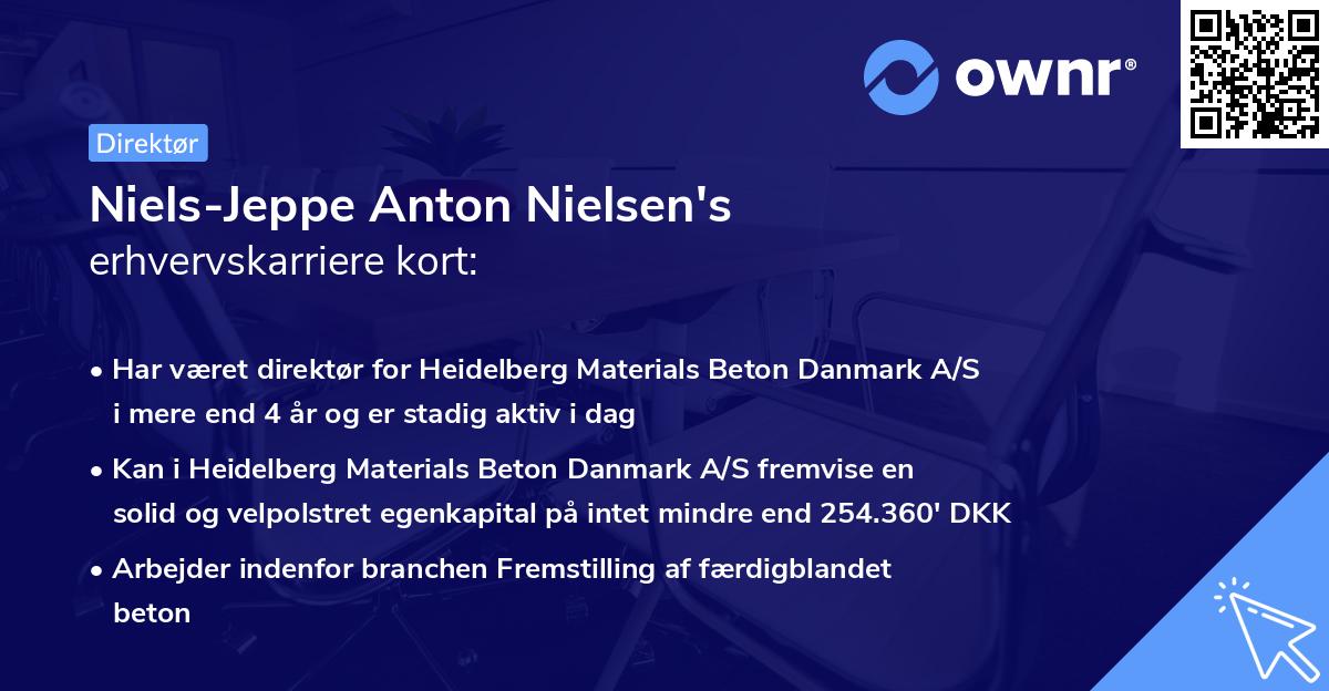 Niels-Jeppe Anton Nielsen's erhvervskarriere kort