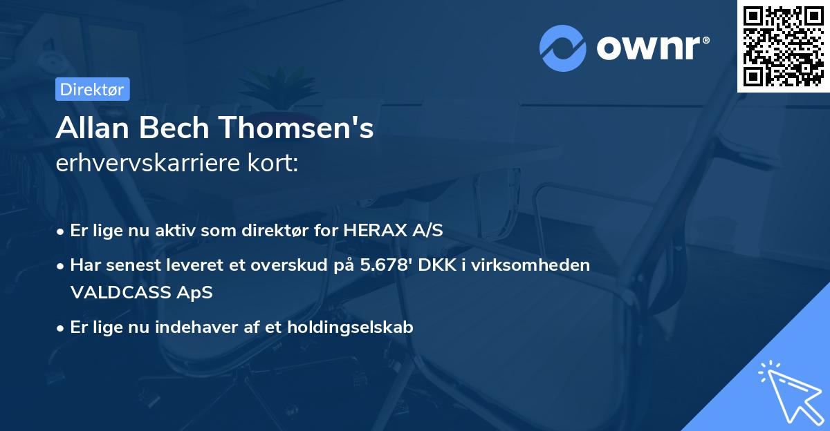 Allan Bech Thomsen's erhvervskarriere kort