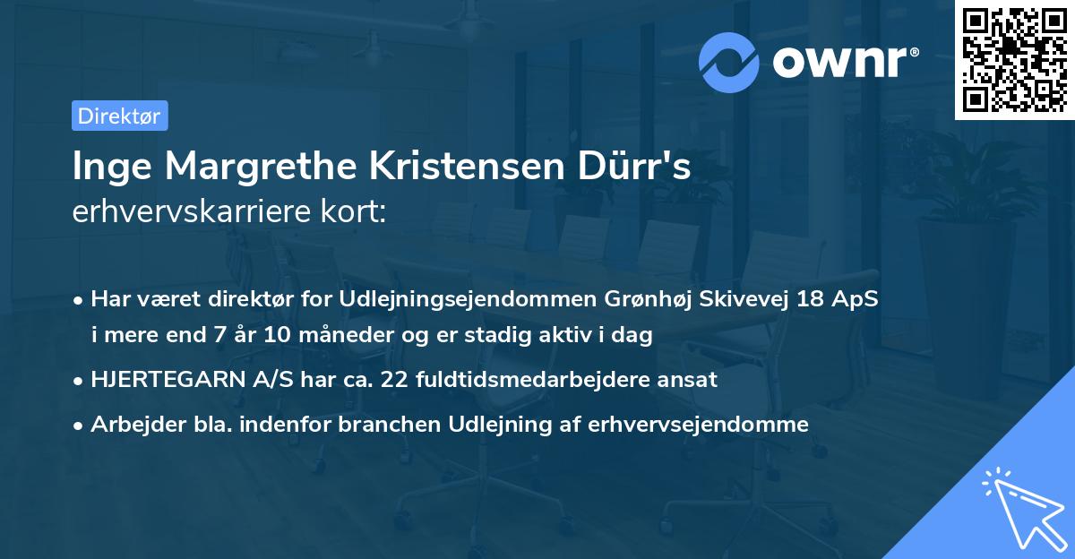 Inge Margrethe Kristensen Dürr's erhvervskarriere kort