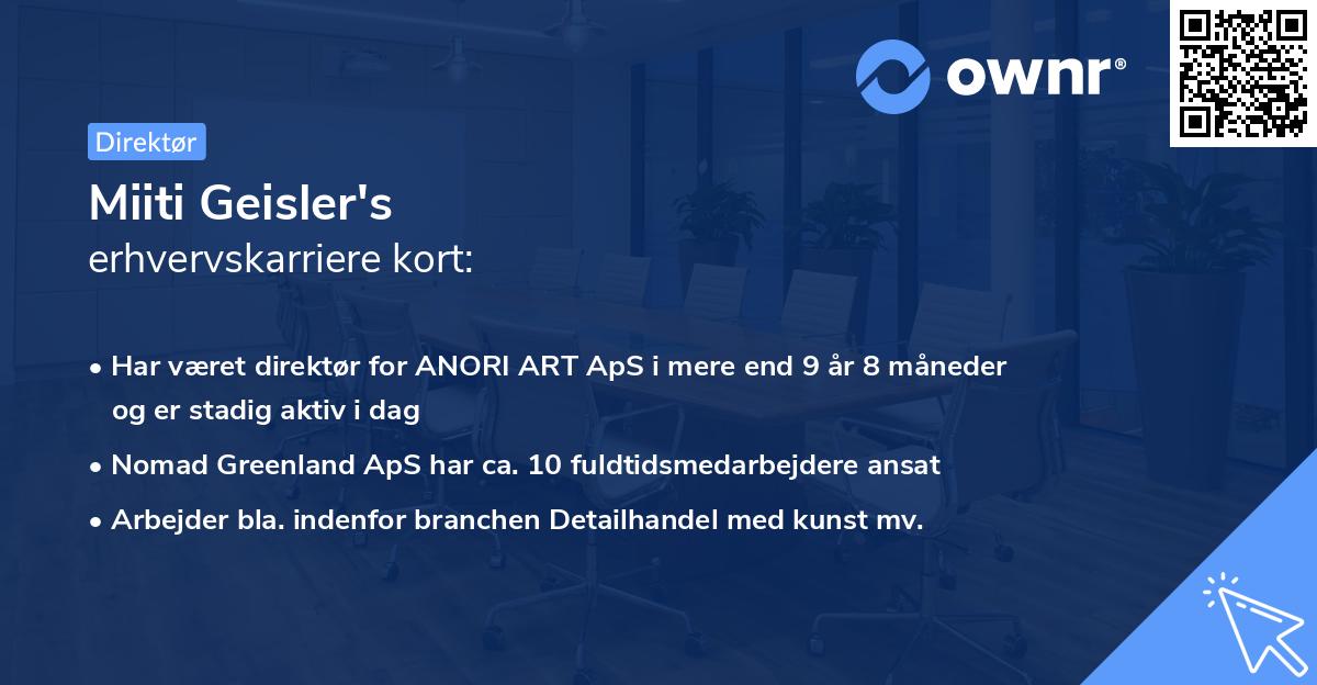 Miiti Geisler's erhvervskarriere kort