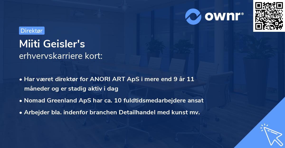 Miiti Geisler's erhvervskarriere kort