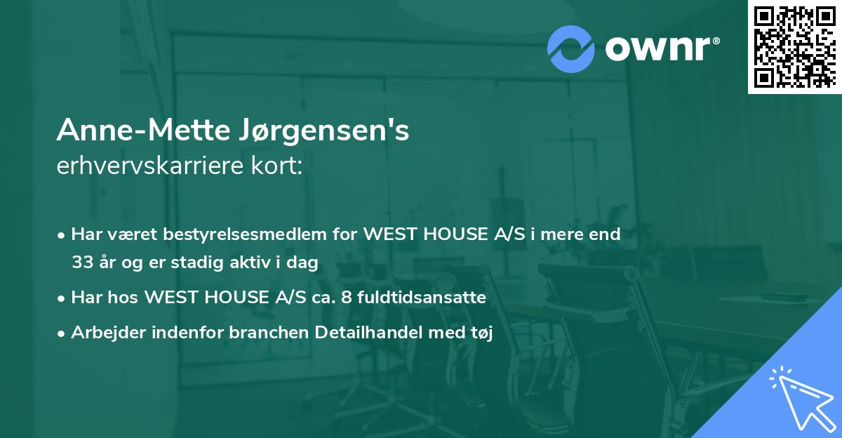 Anne-Mette Jørgensen's erhvervskarriere kort