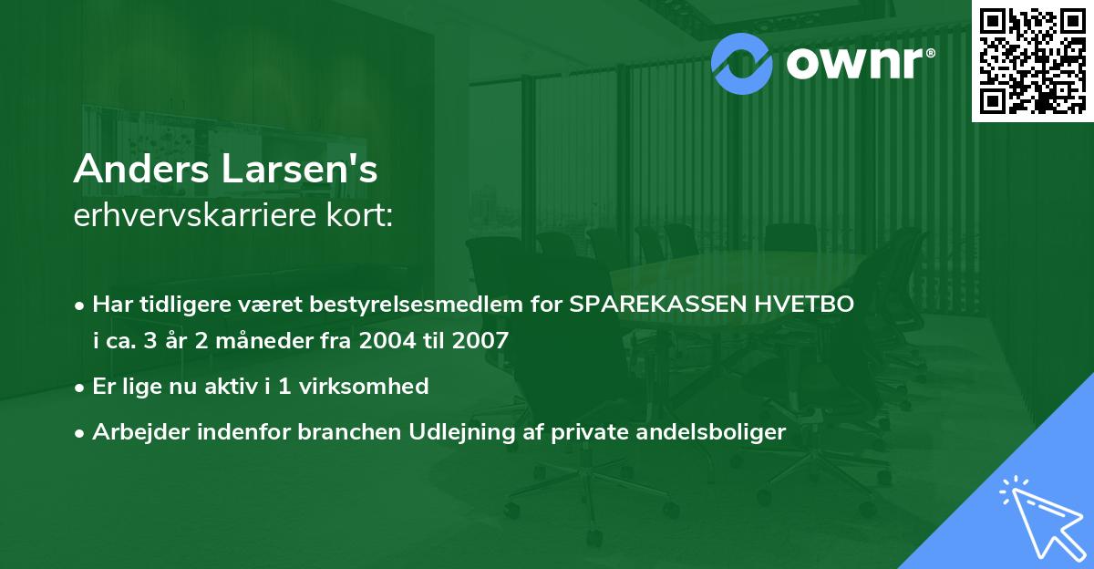 Anders Larsen's erhvervskarriere kort