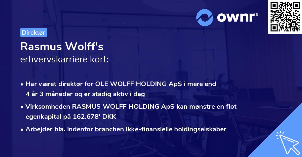 Rasmus Wolff's erhvervskarriere kort