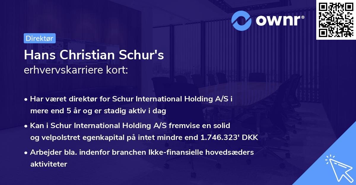 Hans Christian Schur's erhvervskarriere kort