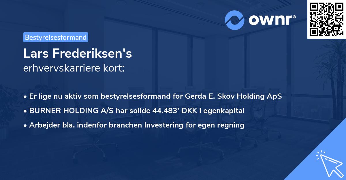 Lars Frederiksen's erhvervskarriere kort