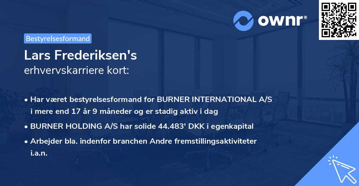 Lars Frederiksen's erhvervskarriere kort