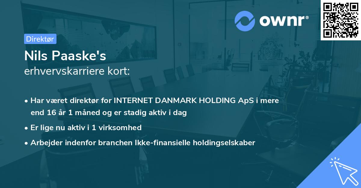 Nils Paaske's erhvervskarriere kort