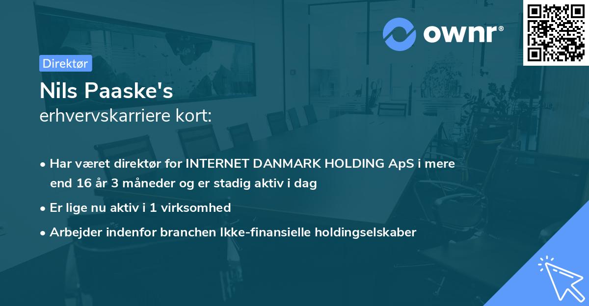 Nils Paaske's erhvervskarriere kort