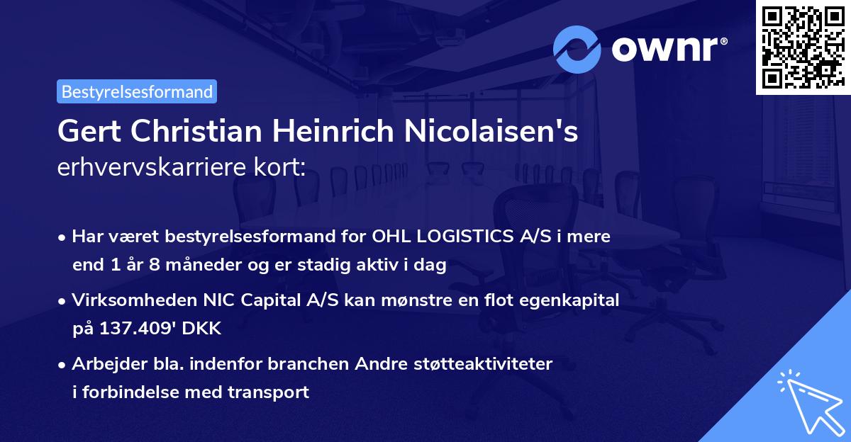 Gert Christian Heinrich Nicolaisen's erhvervskarriere kort
