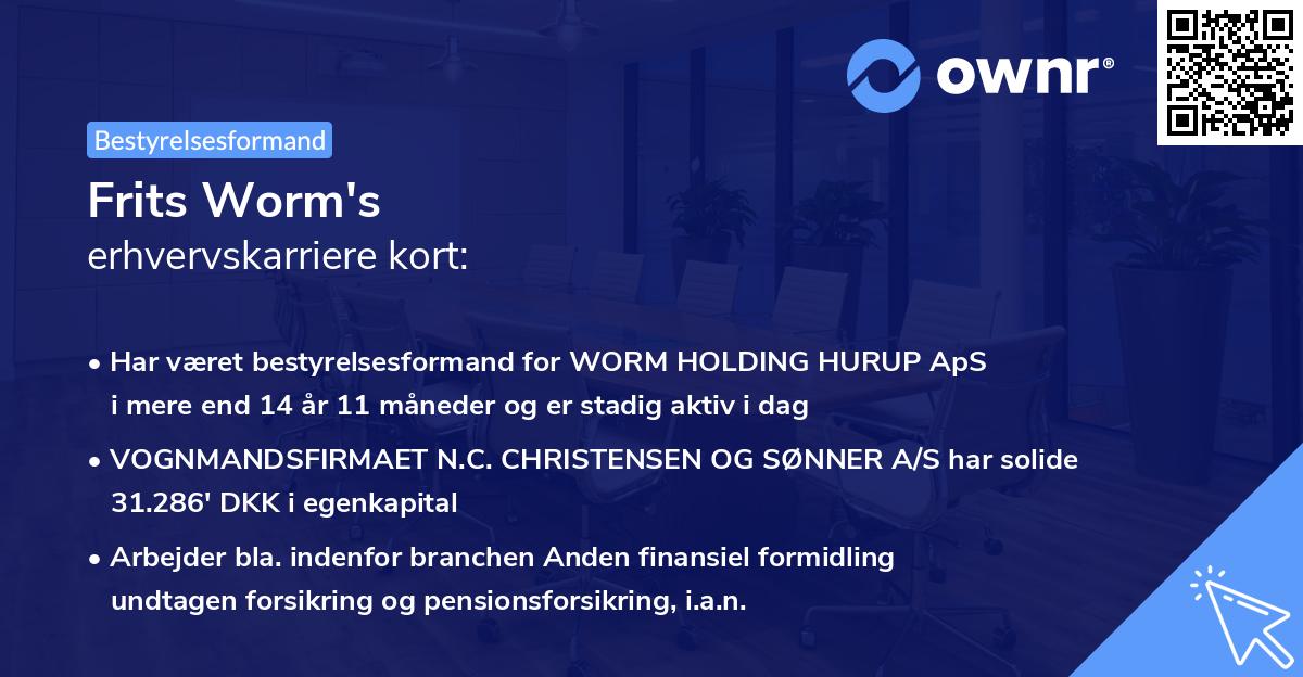 Frits Worm's erhvervskarriere kort