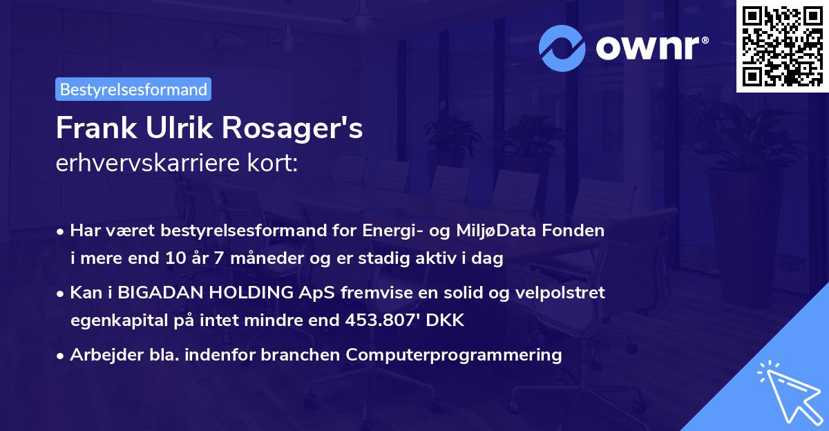 Frank Ulrik Rosager's erhvervskarriere kort