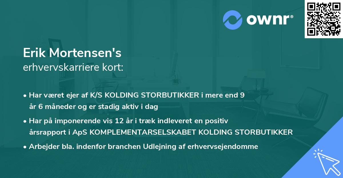 Erik Mortensen's erhvervskarriere kort
