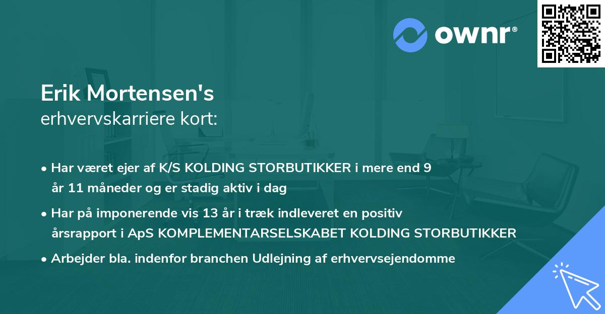Erik Mortensen's erhvervskarriere kort