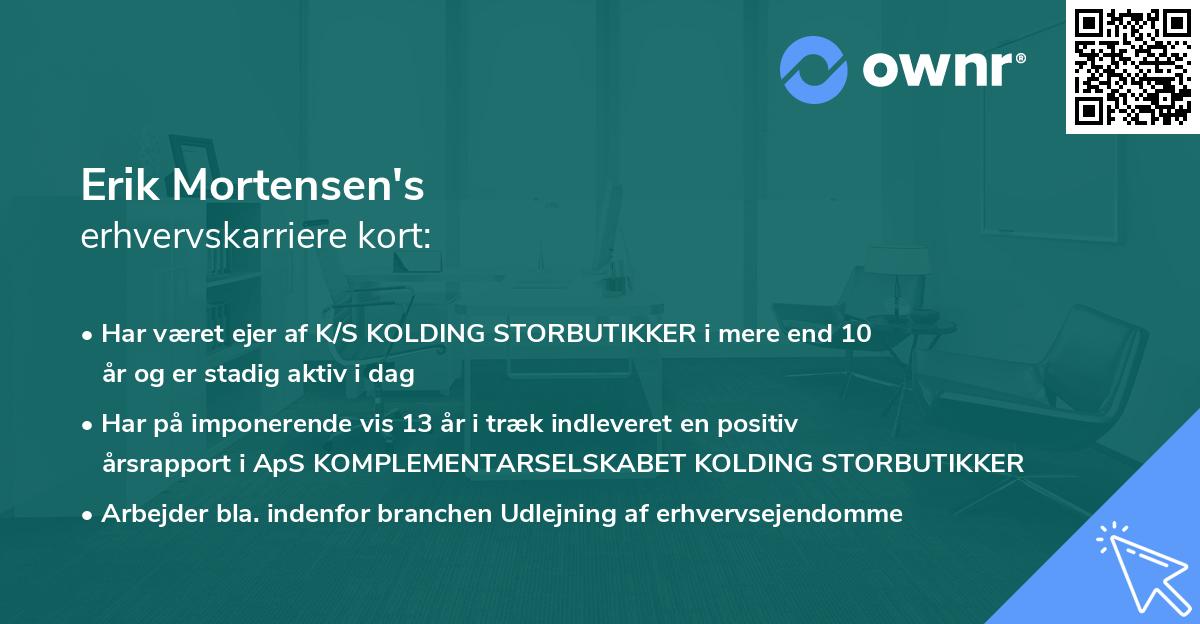 Erik Mortensen's erhvervskarriere kort