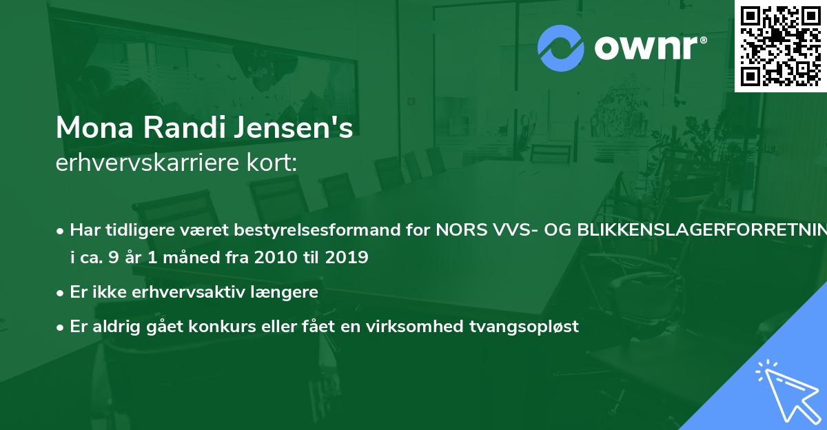 Mona Randi Jensen's erhvervskarriere kort