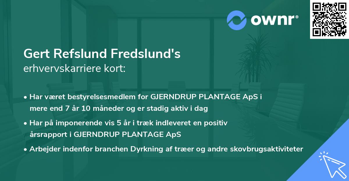 Gert Refslund Fredslund's erhvervskarriere kort