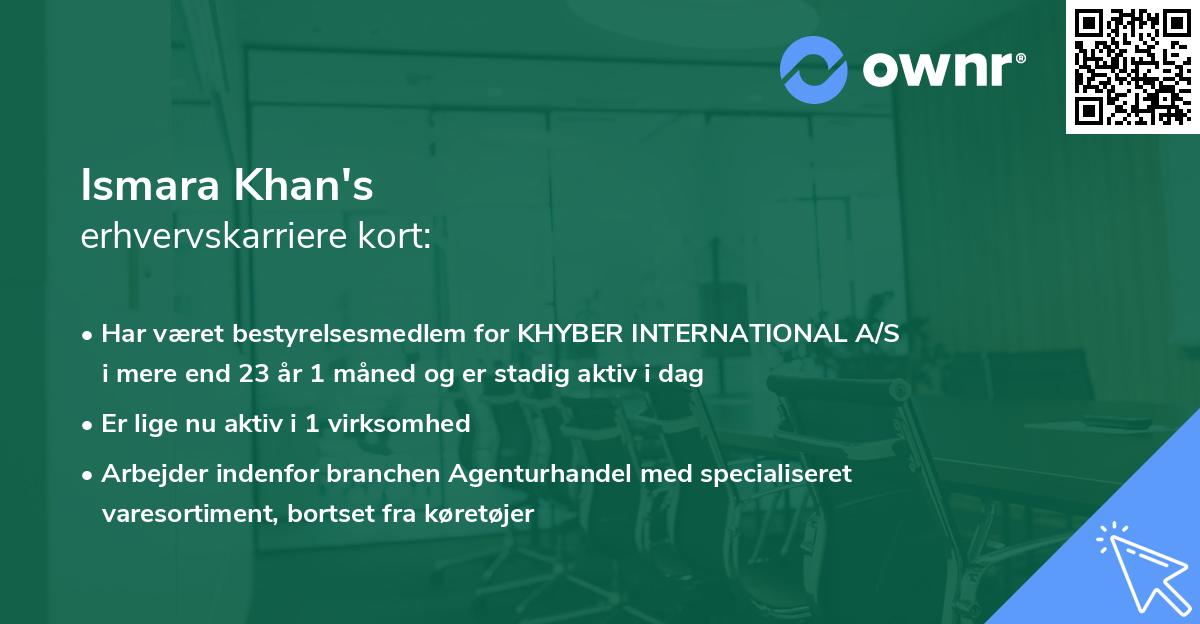 Ismara Khan's erhvervskarriere kort