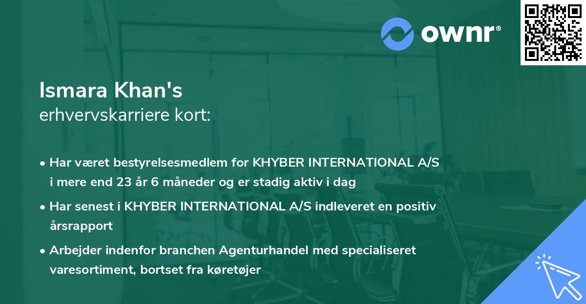 Ismara Khan's erhvervskarriere kort