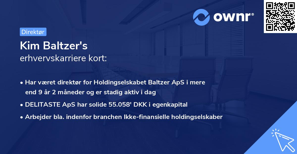 Kim Baltzer's erhvervskarriere kort
