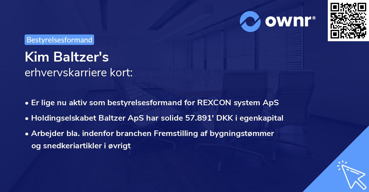 Kim Baltzer's erhvervskarriere kort