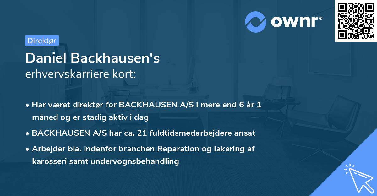 Daniel Backhausen's erhvervskarriere kort