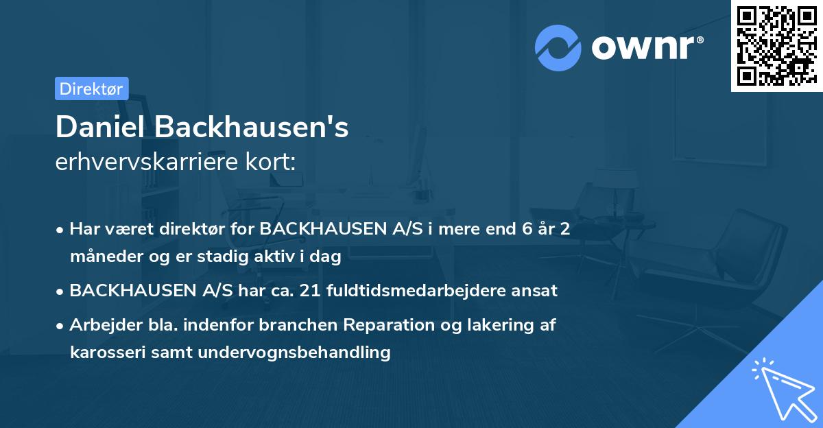 Daniel Backhausen's erhvervskarriere kort