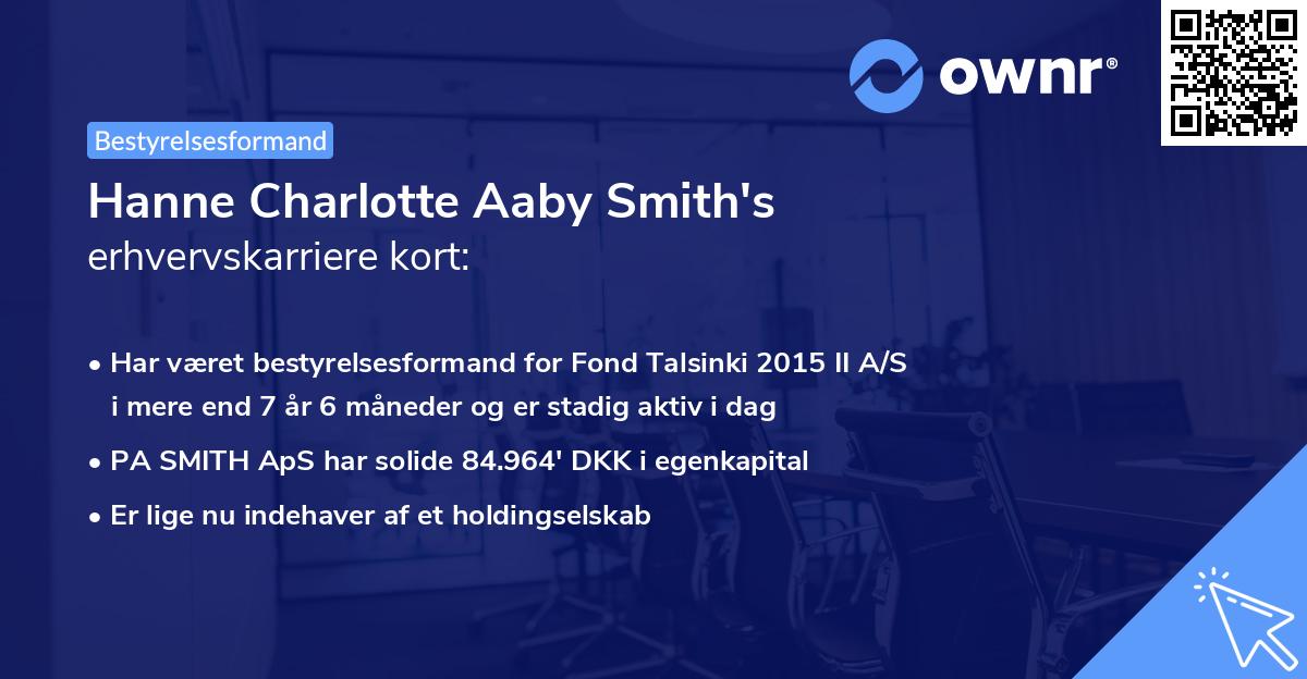 Hanne Charlotte Aaby Smith's erhvervskarriere kort