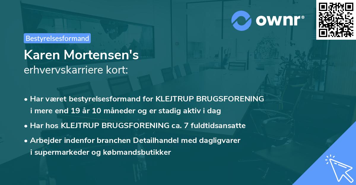Karen Mortensen's erhvervskarriere kort