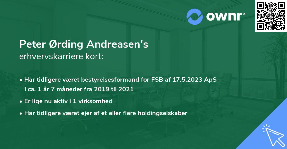 Peter Ørding Andreasen's erhvervskarriere kort