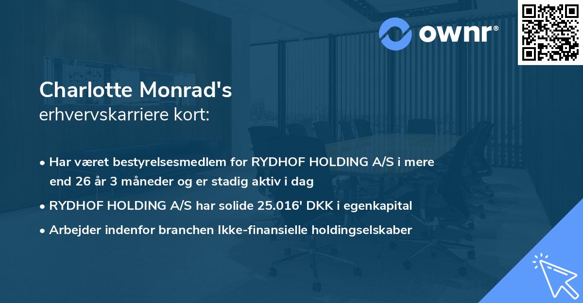 Charlotte Monrad's erhvervskarriere kort