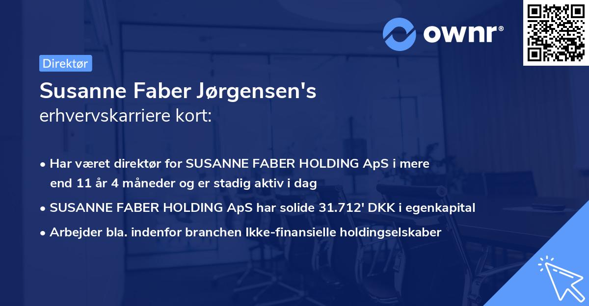 Susanne Faber Jørgensen's erhvervskarriere kort