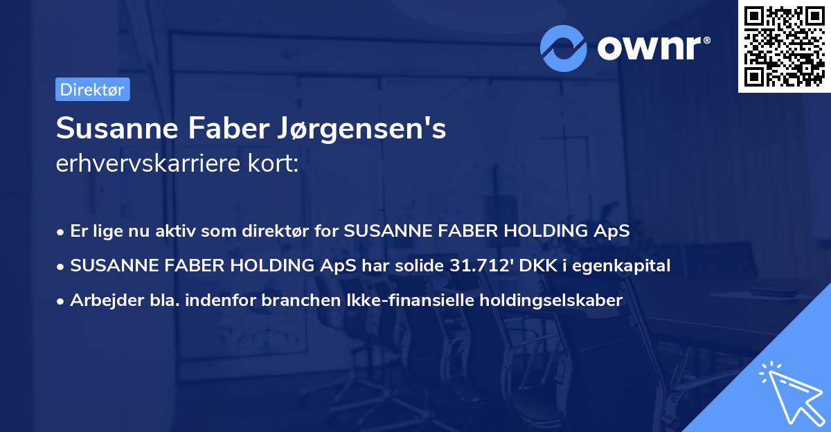 Susanne Faber Jørgensen's erhvervskarriere kort